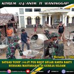 SATGAS YONIF 144/JY POS KOUT GELAR KARYA BAKTI BERSAMA MASYARAKAT DI GEREJA SILOAM